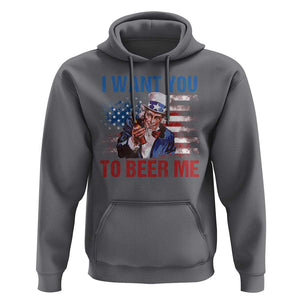 Funny Uncle Sam Hoodie I Want You To Beer Me American Flag TS11 Charcoal Print Your Wear