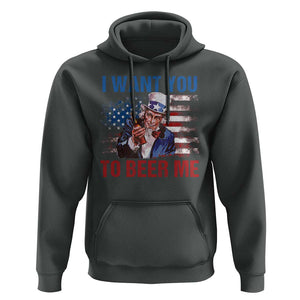 Funny Uncle Sam Hoodie I Want You To Beer Me American Flag TS11 Dark Heather Print Your Wear
