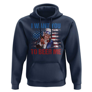 Funny Uncle Sam Hoodie I Want You To Beer Me American Flag TS11 Navy Print Your Wear
