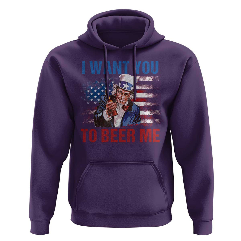 Funny Uncle Sam Hoodie I Want You To Beer Me American Flag TS11 Purple Print Your Wear