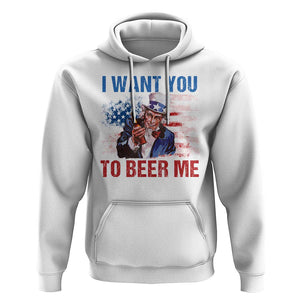 Funny Uncle Sam Hoodie I Want You To Beer Me American Flag TS11 White Print Your Wear