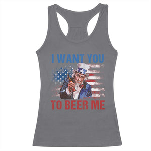 Funny Uncle Sam Racerback Tank Top I Want You To Beer Me American Flag TS11 Charcoal Print Your Wear