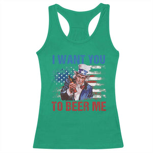 Funny Uncle Sam Racerback Tank Top I Want You To Beer Me American Flag TS11 Irish Green Print Your Wear