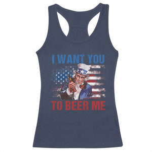 Funny Uncle Sam Racerback Tank Top I Want You To Beer Me American Flag TS11 Navy Print Your Wear