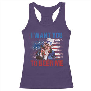 Funny Uncle Sam Racerback Tank Top I Want You To Beer Me American Flag TS11 Purple Print Your Wear