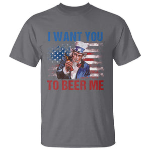 Funny Uncle Sam T Shirt I Want You To Beer Me American Flag TS11 Charcoal Print Your Wear