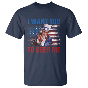 Funny Uncle Sam T Shirt I Want You To Beer Me American Flag TS11 Navy Print Your Wear