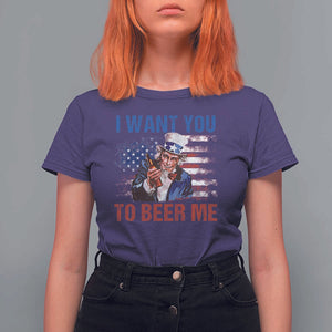 Funny Uncle Sam T Shirt For Women I Want You To Beer Me American Flag TS11 Purple Print Your Wear
