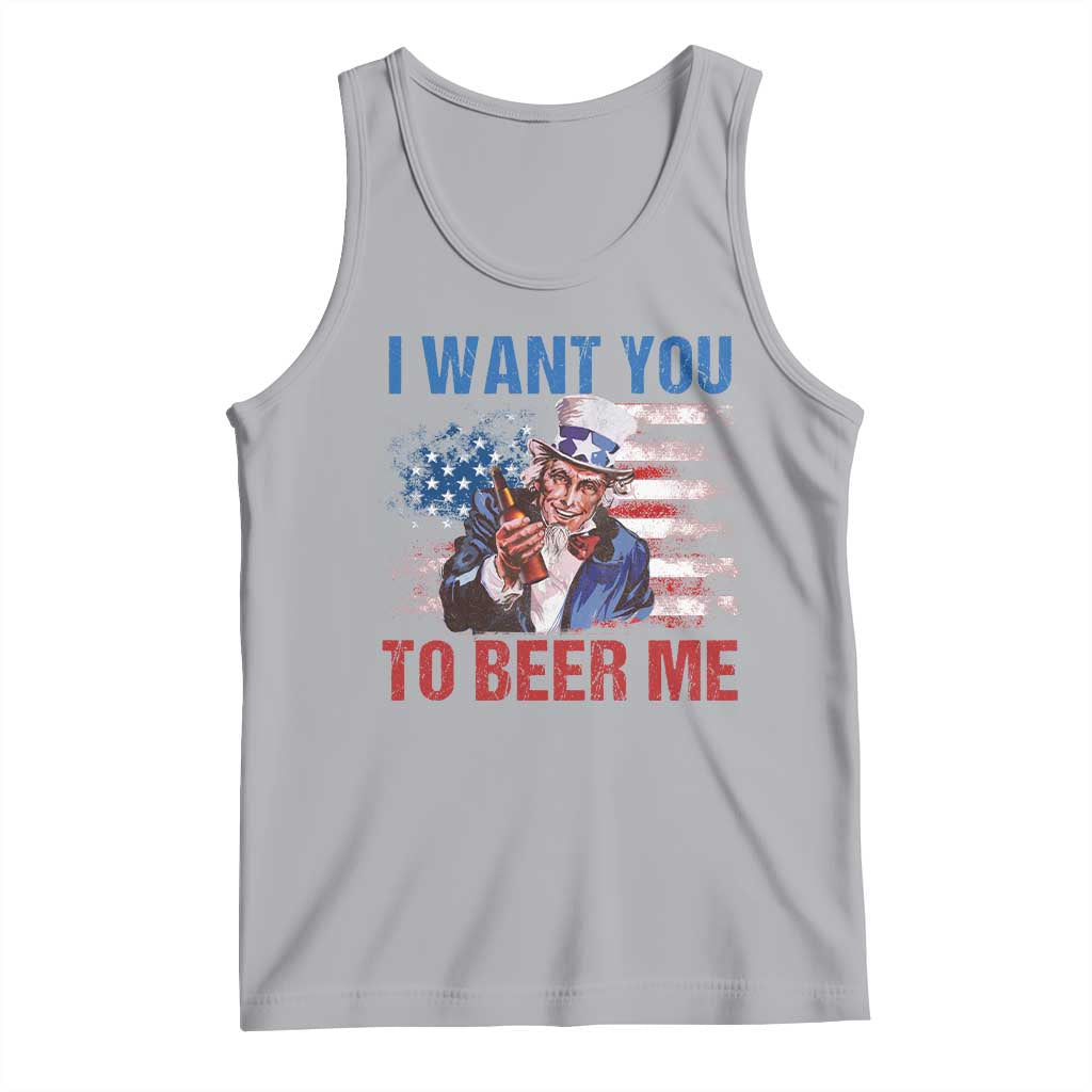 Funny Uncle Sam Tank Top I Want You To Beer Me American Flag TS11 Athletic Heather Print Your Wear