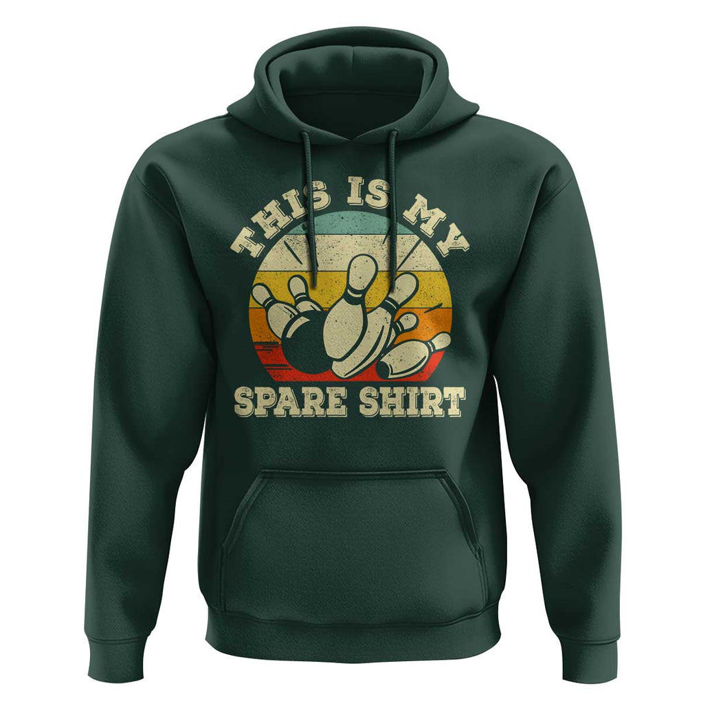 Funny Bowling Hoodie This Is My Spare Shirt Retro Ball Pins Strike Spilt TS11 Dark Forest Green Print Your Wear