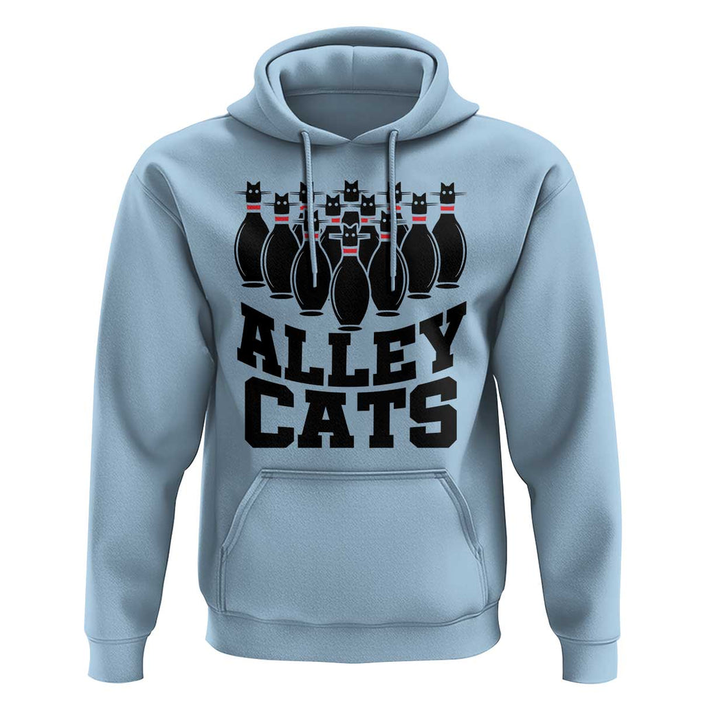 Funny Bowling Hoodie Alley Cats Bowler Player Pins Strike TS11 Light Blue Print Your Wear