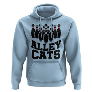 Funny Bowling Hoodie Alley Cats Bowler Player Pins Strike TS11 Light Blue Print Your Wear