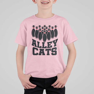 Funny Bowling T Shirt For Kid Alley Cats Bowler Player Pins Strike TS11 Light Pink Print Your Wear
