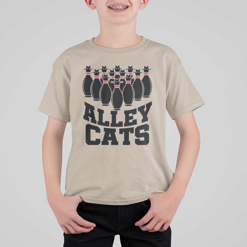 Funny Bowling T Shirt For Kid Alley Cats Bowler Player Pins Strike TS11 Sand Print Your Wear