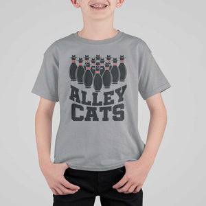 Funny Bowling T Shirt For Kid Alley Cats Bowler Player Pins Strike TS11 Sport Gray Print Your Wear