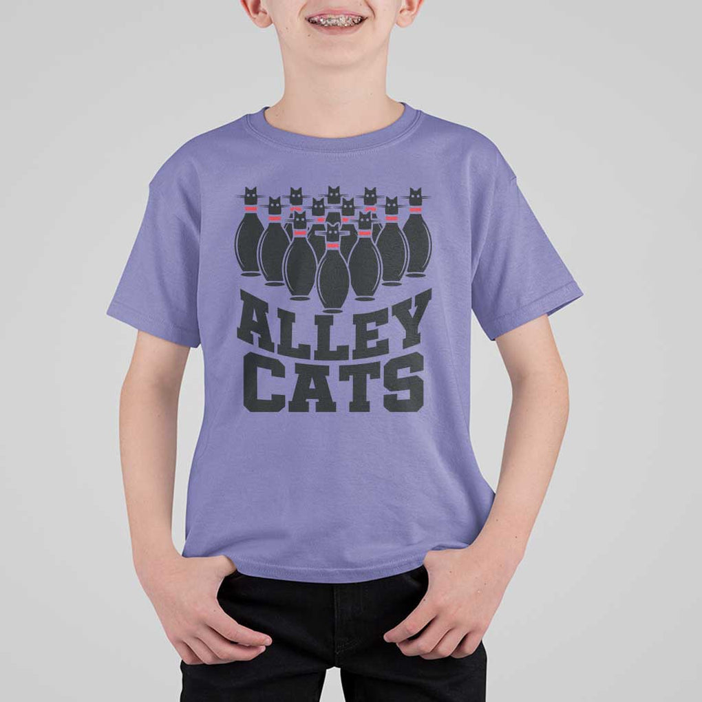 Funny Bowling T Shirt For Kid Alley Cats Bowler Player Pins Strike TS11 Violet Print Your Wear