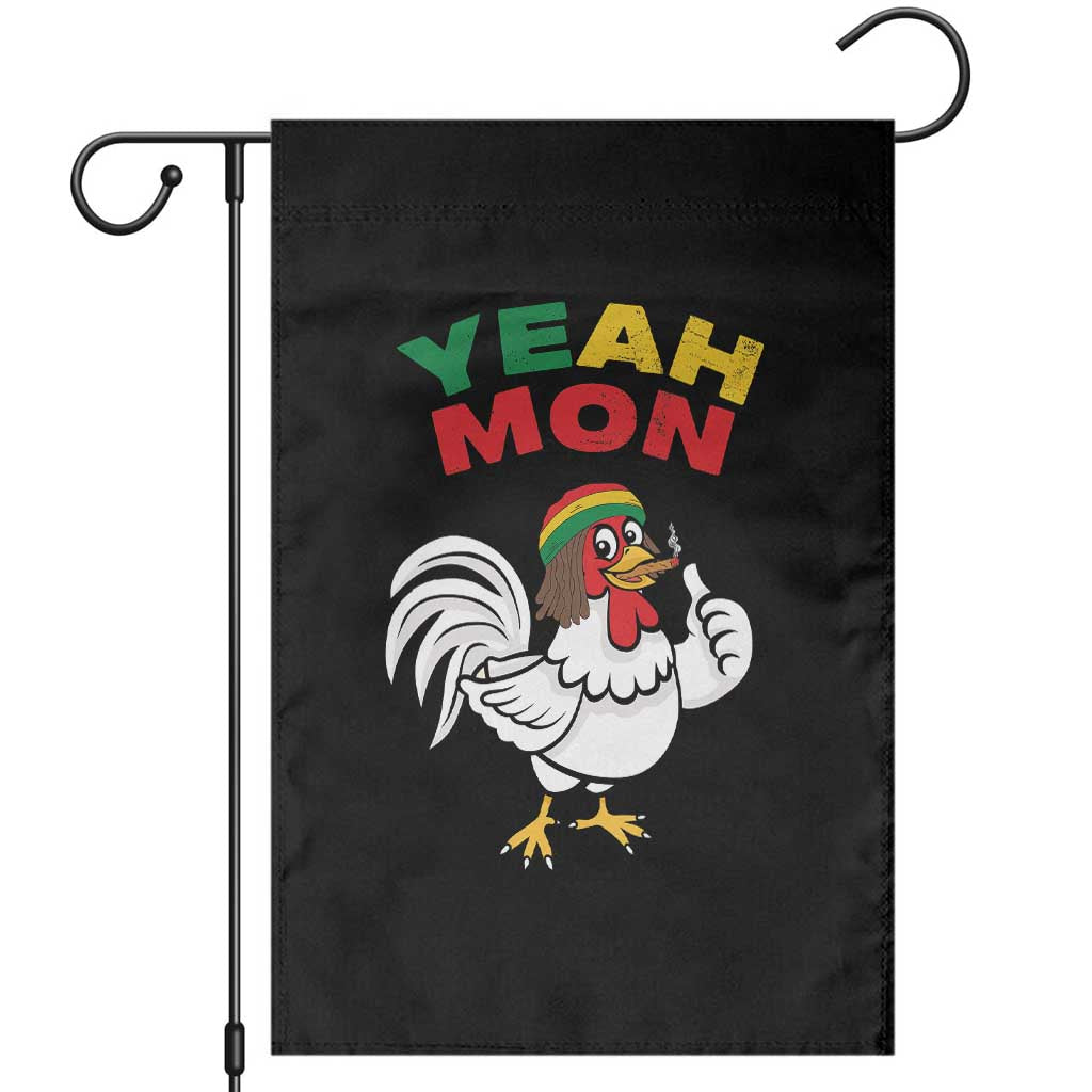 Jamaica Chicken Garden Flag Yeah Mon Jamaican Rastacap TS11 Black Print Your Wear