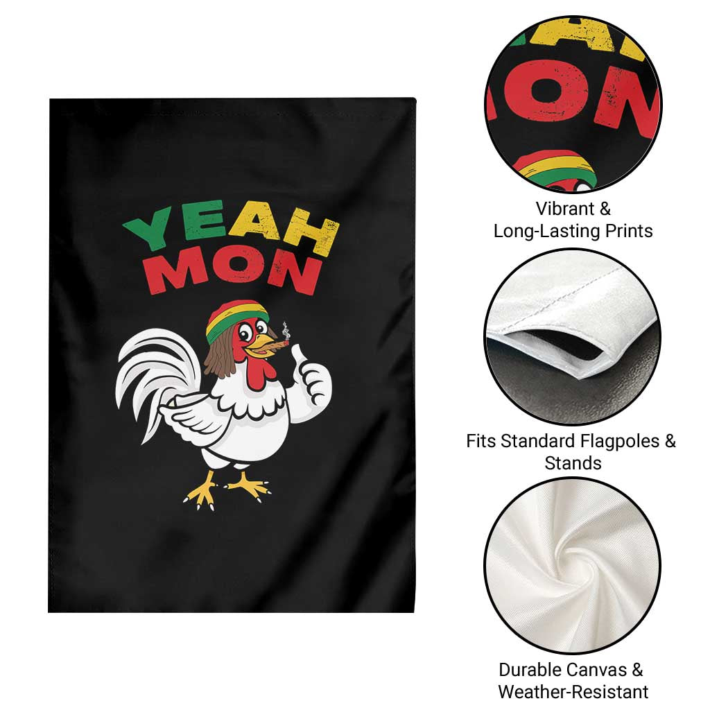 Jamaica Chicken Garden Flag Yeah Mon Jamaican Rastacap TS11 Print Your Wear