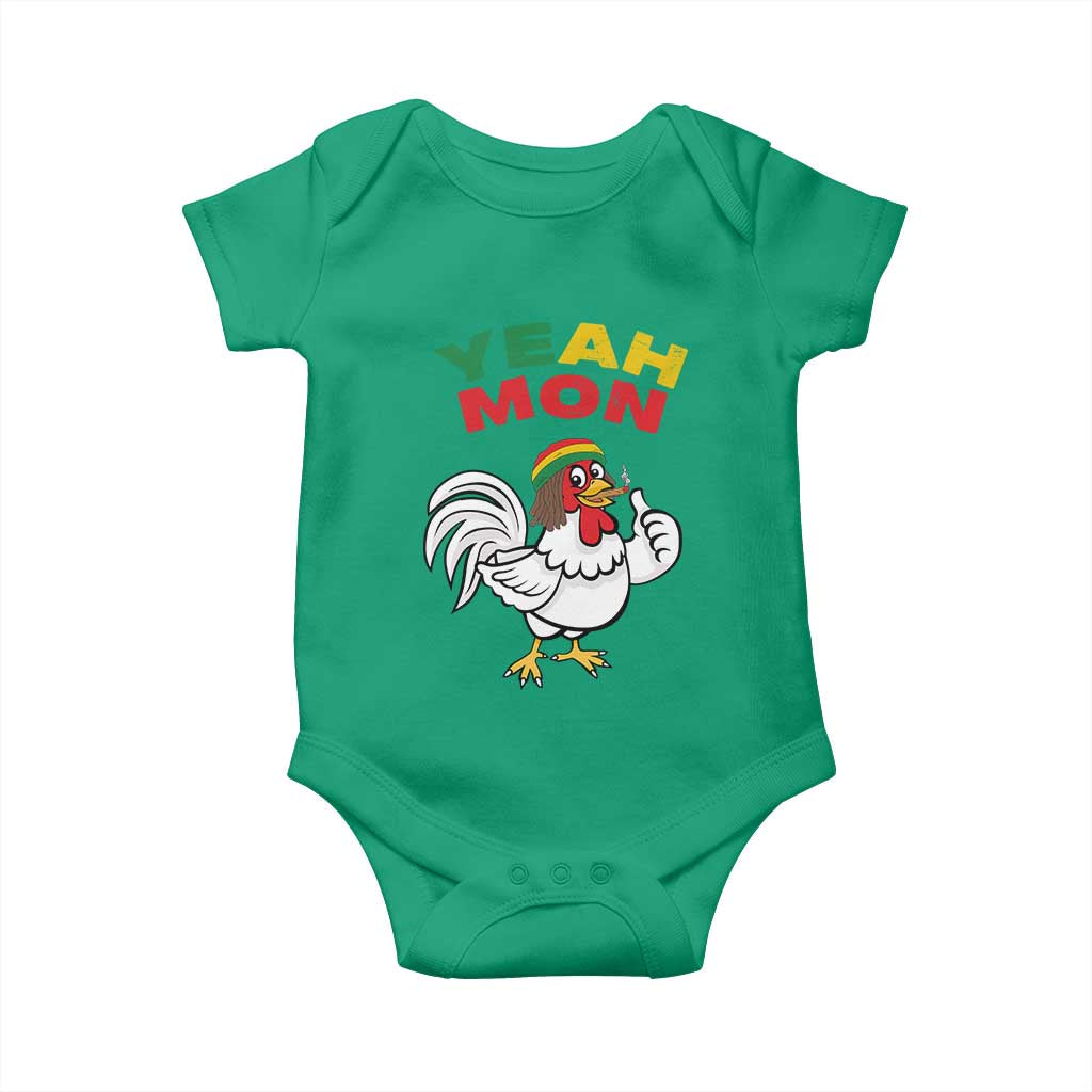 Jamaica Chicken Baby Onesie Yeah Mon Jamaican Rastacap TS11 Irish Green Print Your Wear