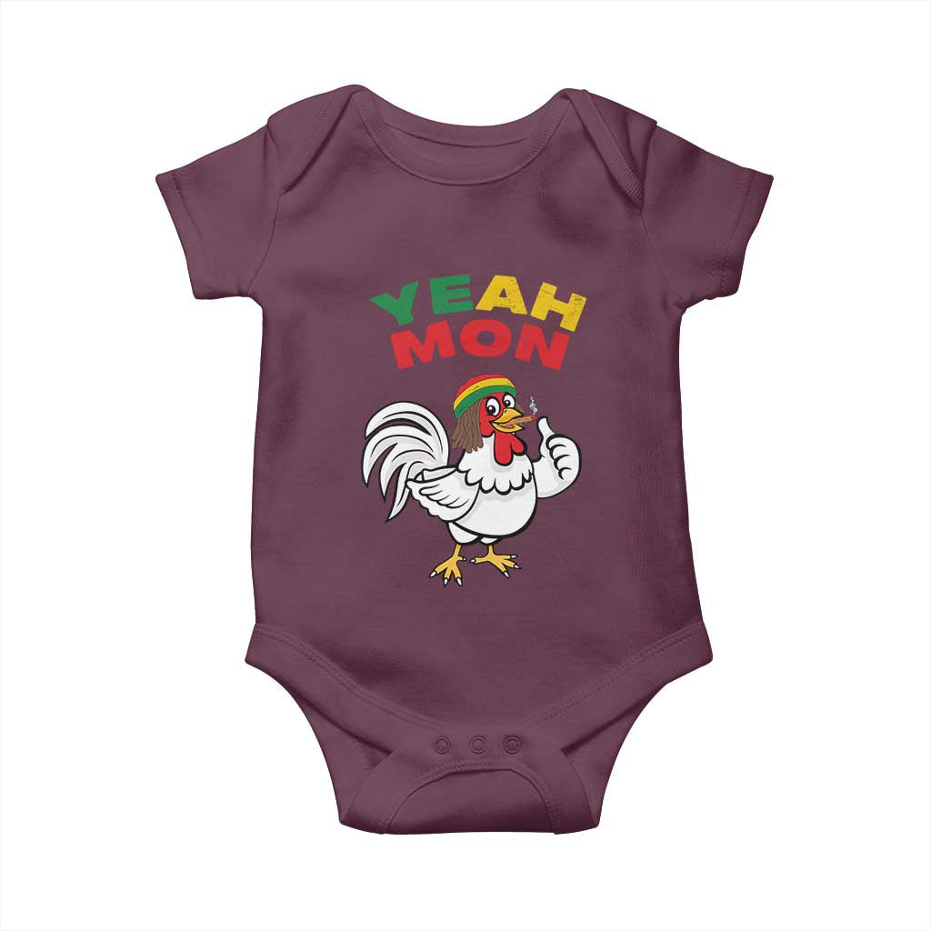 Jamaica Chicken Baby Onesie Yeah Mon Jamaican Rastacap TS11 Maroon Print Your Wear