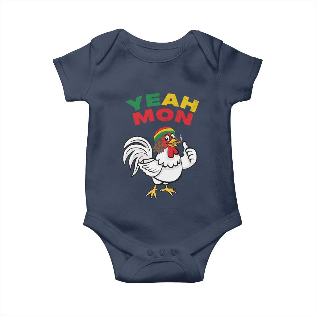 Jamaica Chicken Baby Onesie Yeah Mon Jamaican Rastacap TS11 Navy Print Your Wear