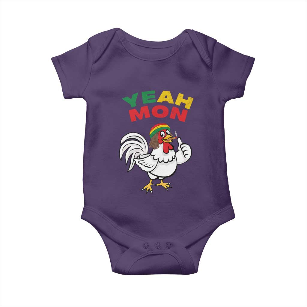 Jamaica Chicken Baby Onesie Yeah Mon Jamaican Rastacap TS11 Purple Print Your Wear