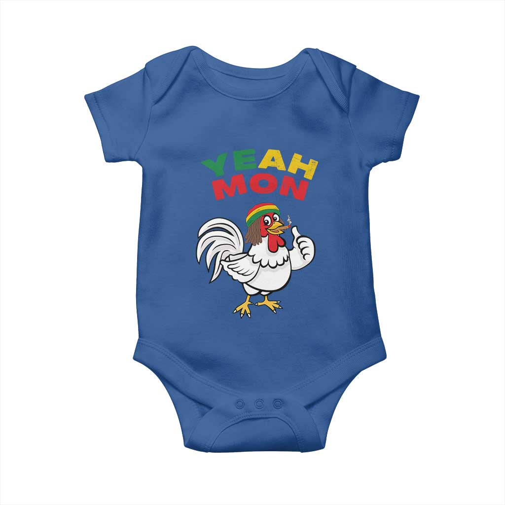 Jamaica Chicken Baby Onesie Yeah Mon Jamaican Rastacap TS11 Royal Blue Print Your Wear