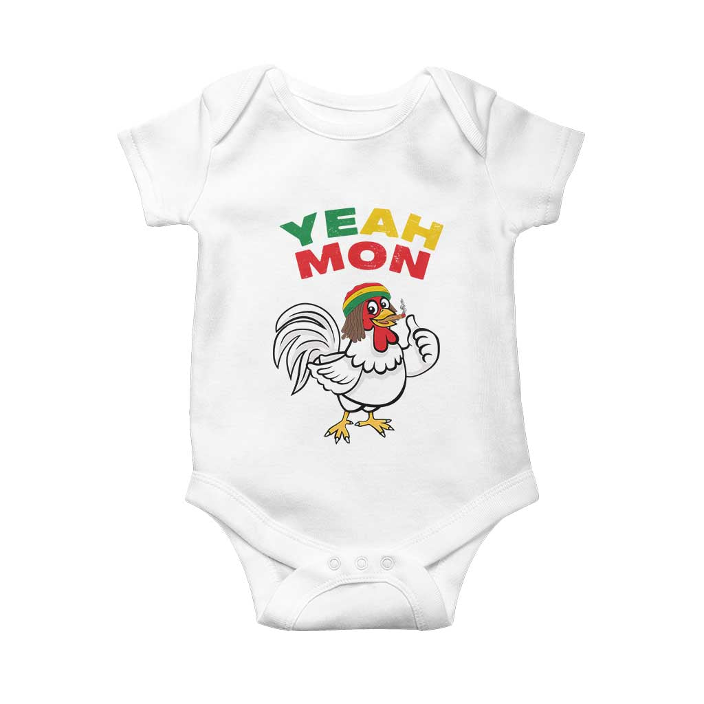 Jamaica Chicken Baby Onesie Yeah Mon Jamaican Rastacap TS11 White Print Your Wear