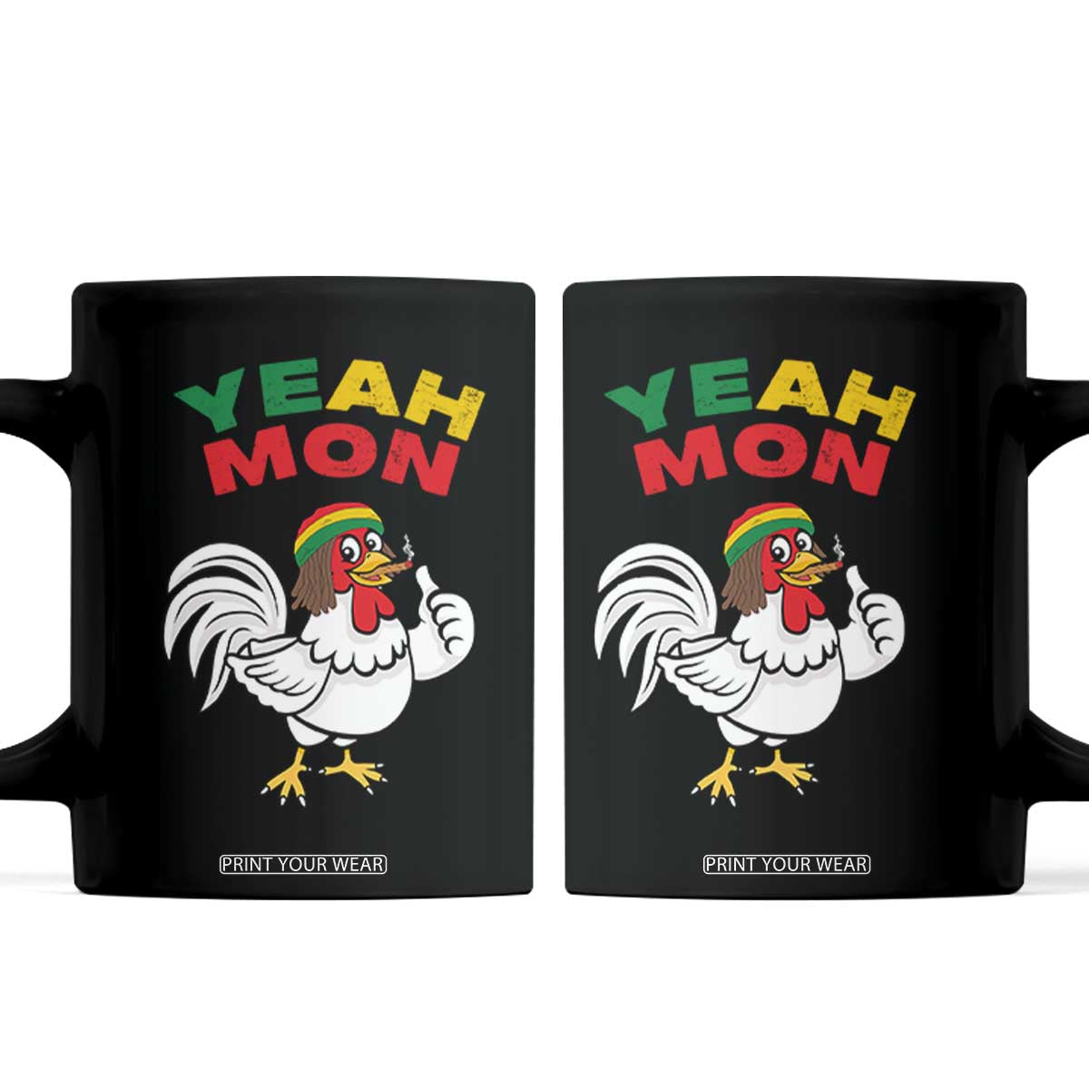 Jamaica Chicken Coffee Mug Yeah Mon Jamaican Rastacap TS11 Black Print Your Wear