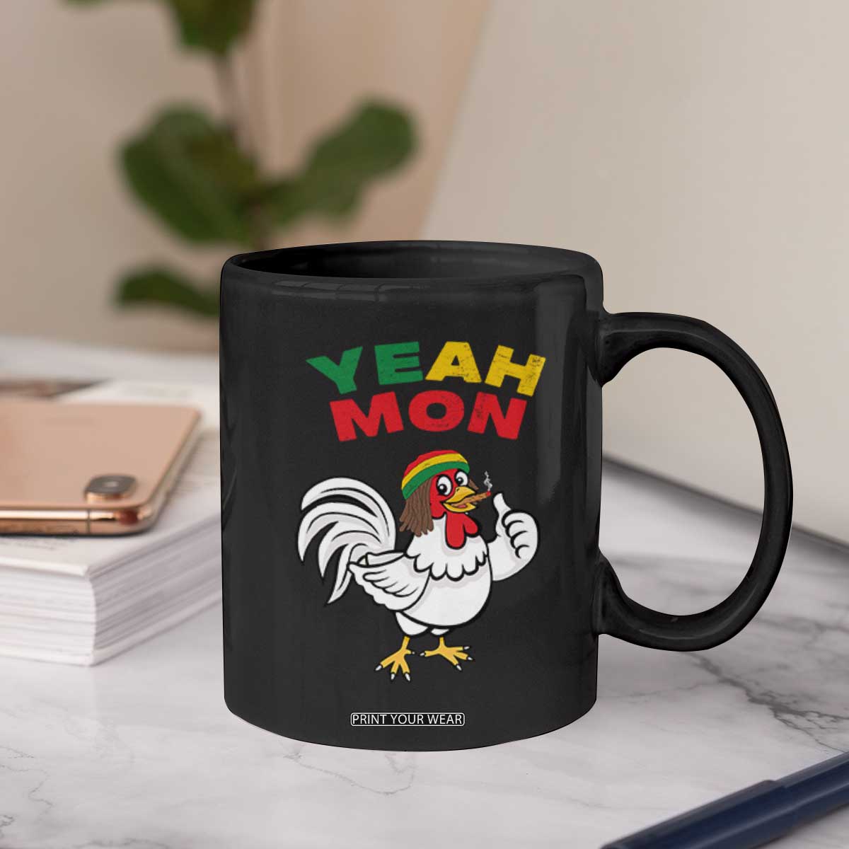Jamaica Chicken Coffee Mug Yeah Mon Jamaican Rastacap TS11 Print Your Wear