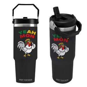 Jamaica Chicken Flip Straw Tumbler Yeah Mon Jamaican Rastacap TS11 One Size: 30 oz Black Print Your Wear