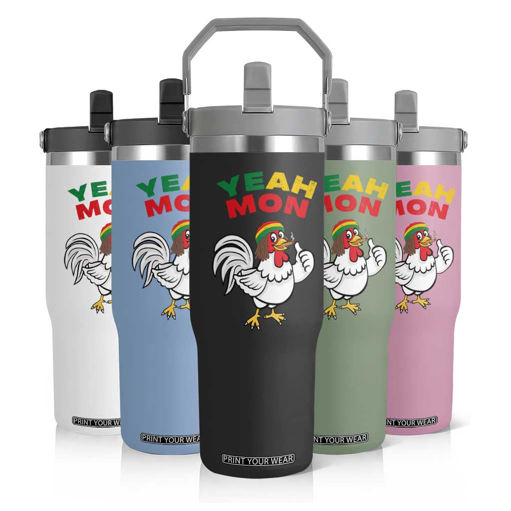 Jamaica Chicken Flip Straw Tumbler Yeah Mon Jamaican Rastacap TS11 Print Your Wear