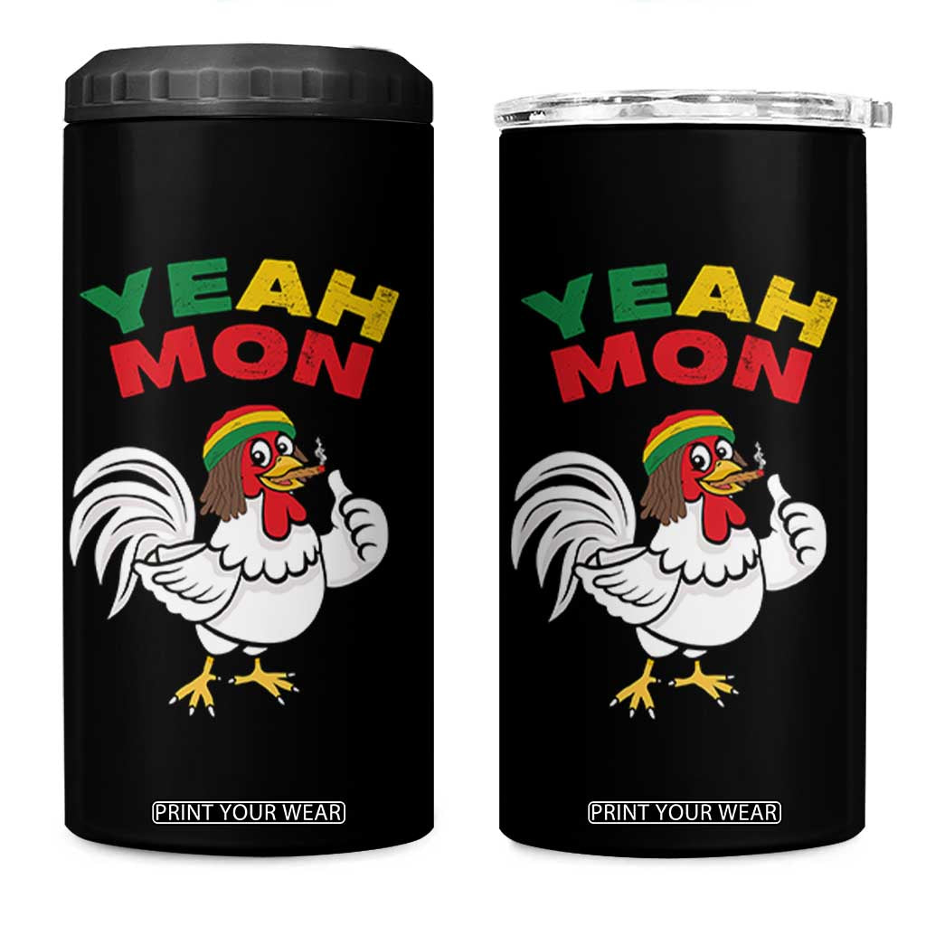Jamaica Chicken 4 in 1 Can Cooler Tumbler Yeah Mon Jamaican Rastacap TS11 One Size: 16 oz Black Print Your Wear