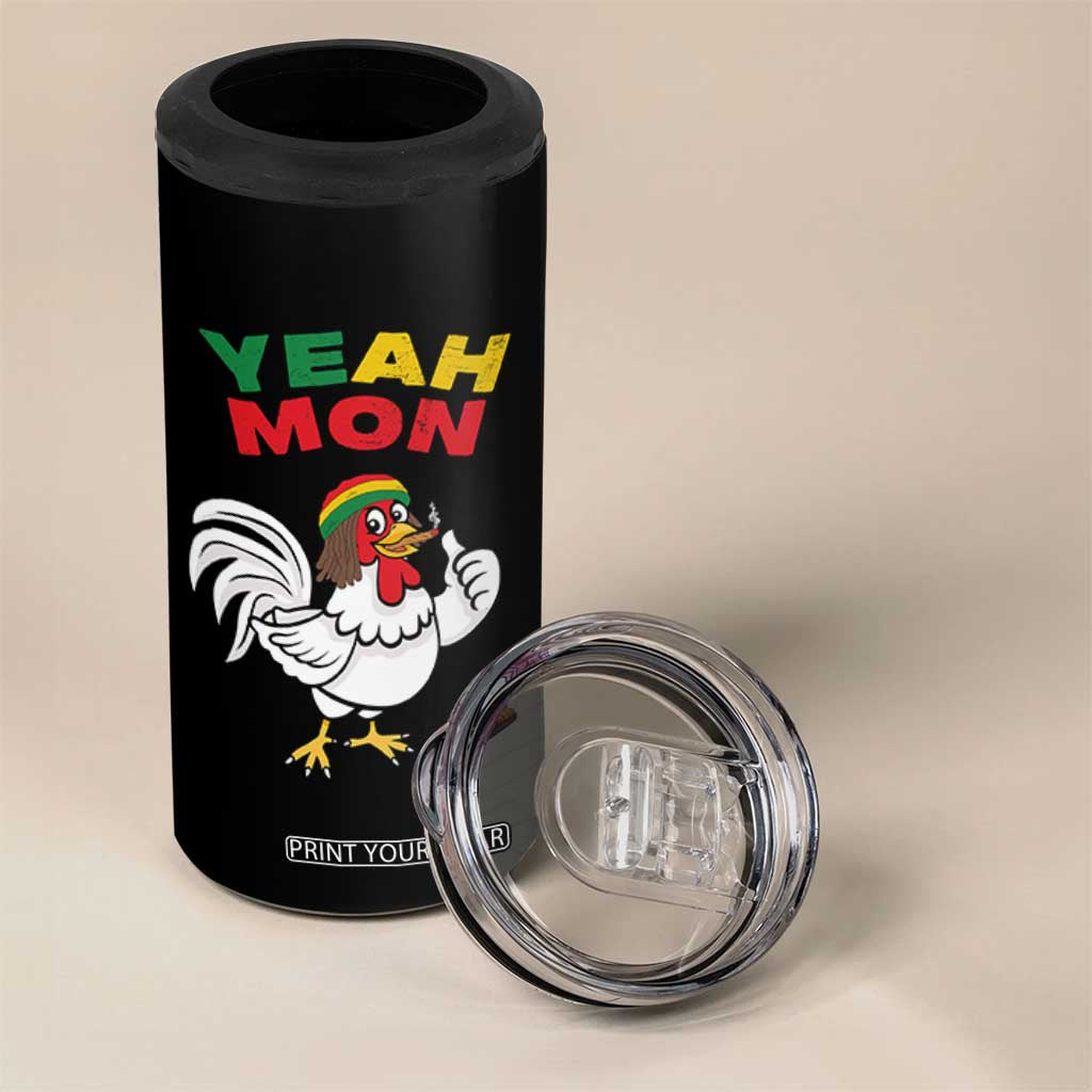 Jamaica Chicken 4 in 1 Can Cooler Tumbler Yeah Mon Jamaican Rastacap TS11 Print Your Wear