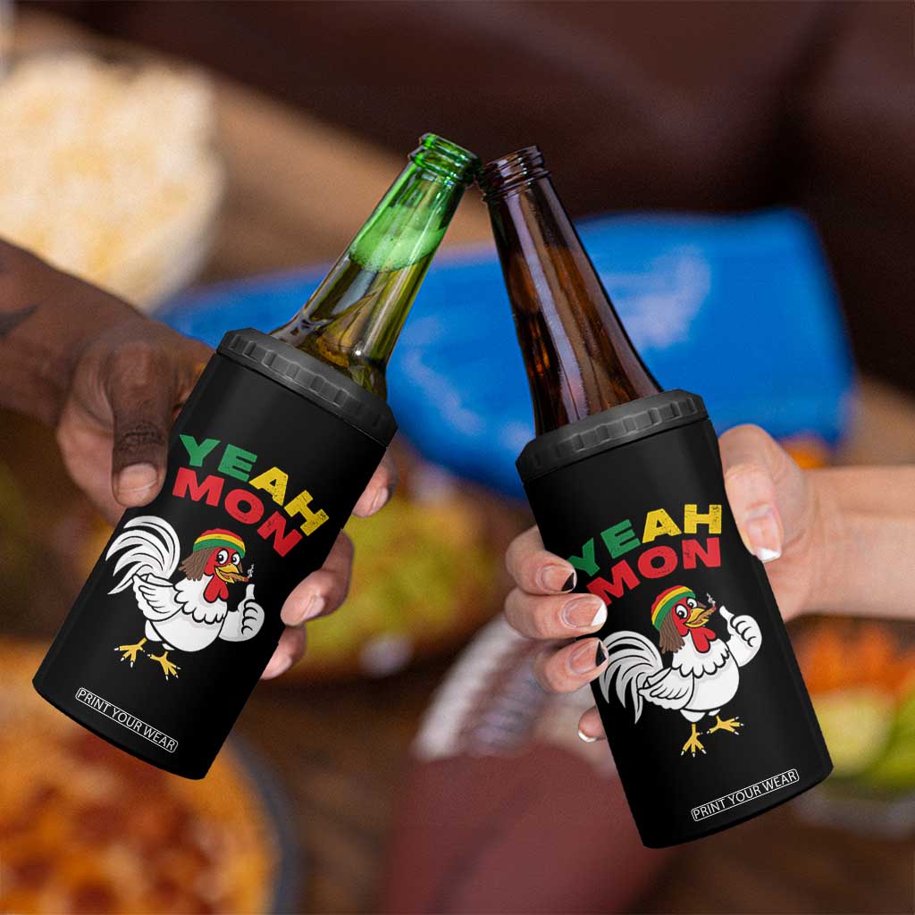 Jamaica Chicken 4 in 1 Can Cooler Tumbler Yeah Mon Jamaican Rastacap TS11 Print Your Wear