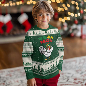 Jamaica Chicken Ugly Christmas Sweater Yeah Mon Jamaican Rastacap TS11 Forest Green Beige Print Your Wear