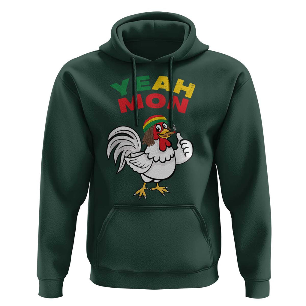 Jamaica Chicken Hoodie Yeah Mon Jamaican Rastacap TS11 Dark Forest Green Print Your Wear
