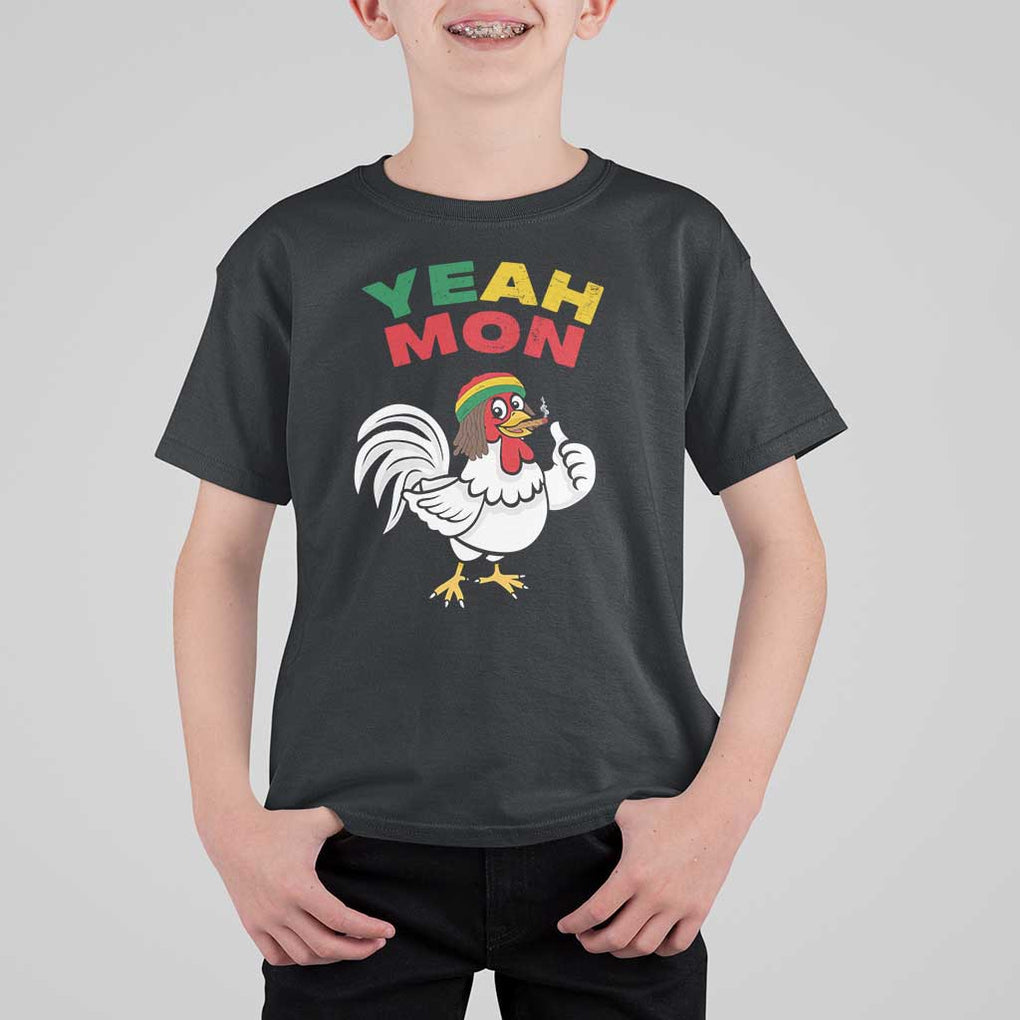 Jamaica Chicken T Shirt For Kid Yeah Mon Jamaican Rastacap TS11 Black Print Your Wear