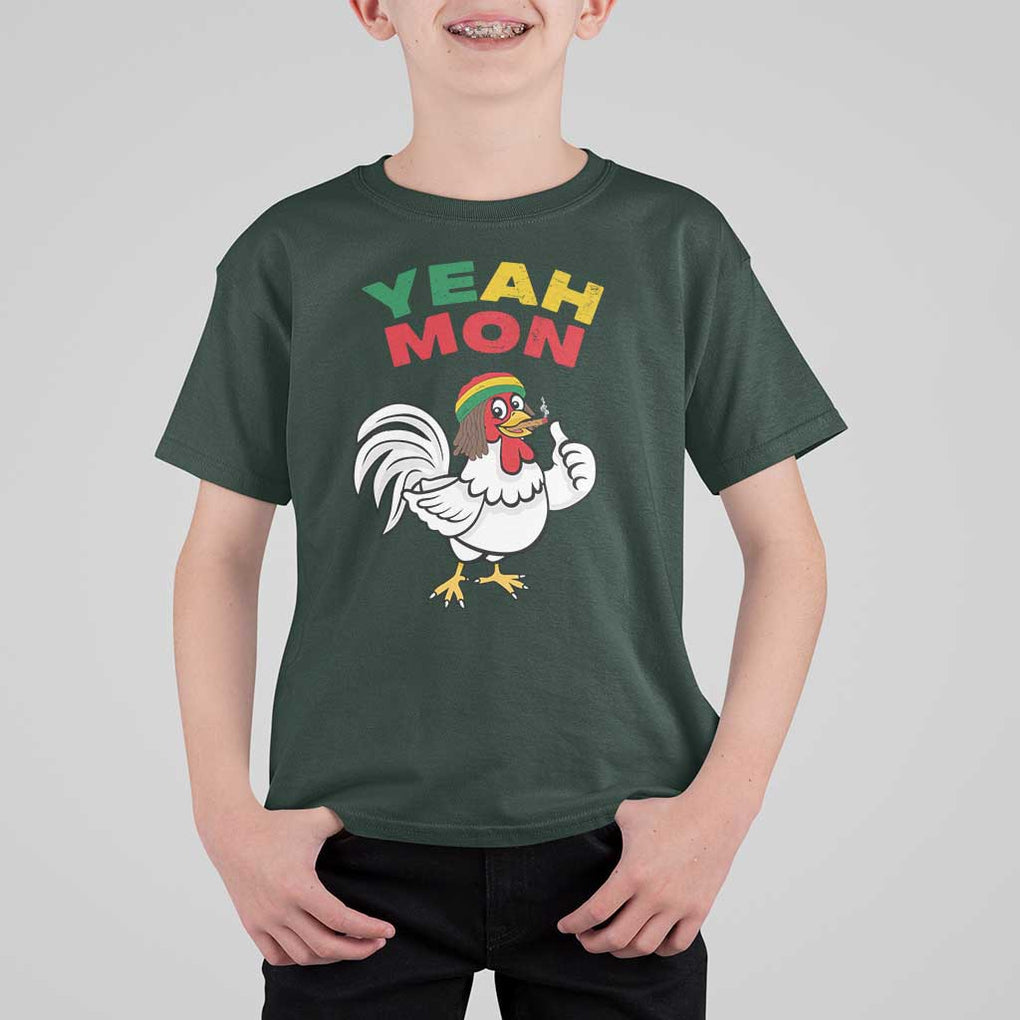 Jamaica Chicken T Shirt For Kid Yeah Mon Jamaican Rastacap TS11 Dark Forest Green Print Your Wear