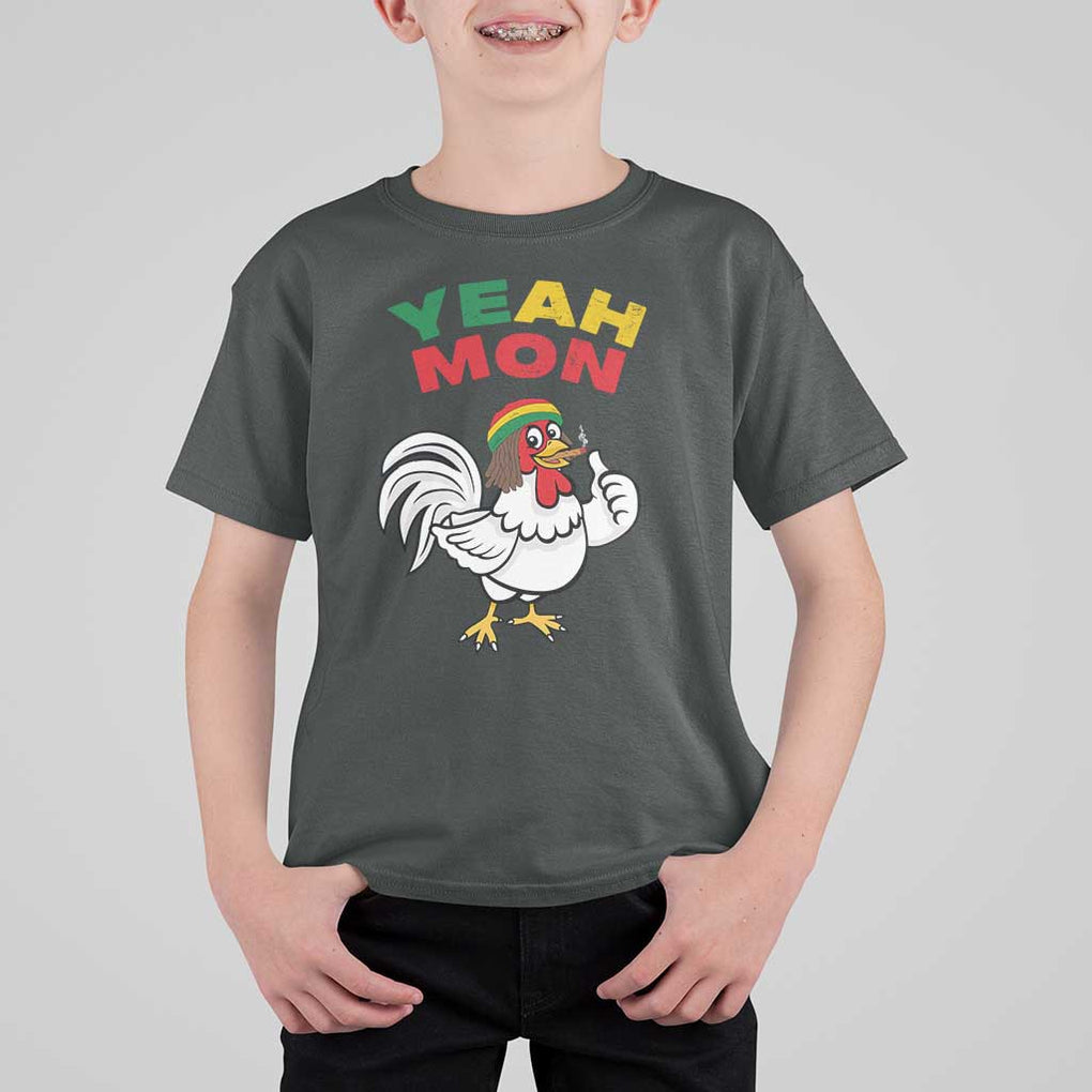 Jamaica Chicken T Shirt For Kid Yeah Mon Jamaican Rastacap TS11 Dark Heather Print Your Wear