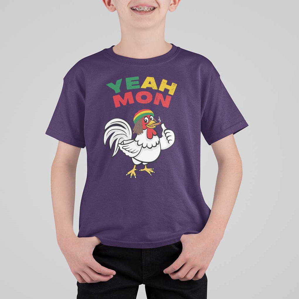 Jamaica Chicken T Shirt For Kid Yeah Mon Jamaican Rastacap TS11 Purple Print Your Wear