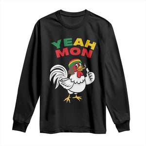 Jamaica Chicken Long Sleeve Shirt Yeah Mon Jamaican Rastacap TS11 Black Print Your Wear