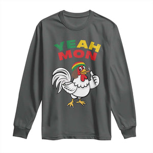 Jamaica Chicken Long Sleeve Shirt Yeah Mon Jamaican Rastacap TS11 Dark Heather Print Your Wear