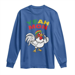 Jamaica Chicken Long Sleeve Shirt Yeah Mon Jamaican Rastacap TS11 Royal Blue Print Your Wear
