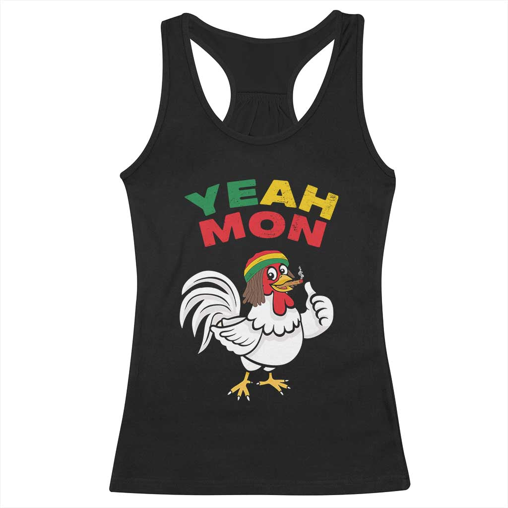 Jamaica Chicken Racerback Tank Top Yeah Mon Jamaican Rastacap TS11 Black Print Your Wear