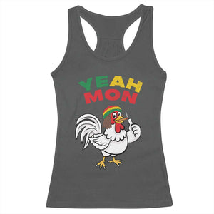 Jamaica Chicken Racerback Tank Top Yeah Mon Jamaican Rastacap TS11 Dark Heather Print Your Wear