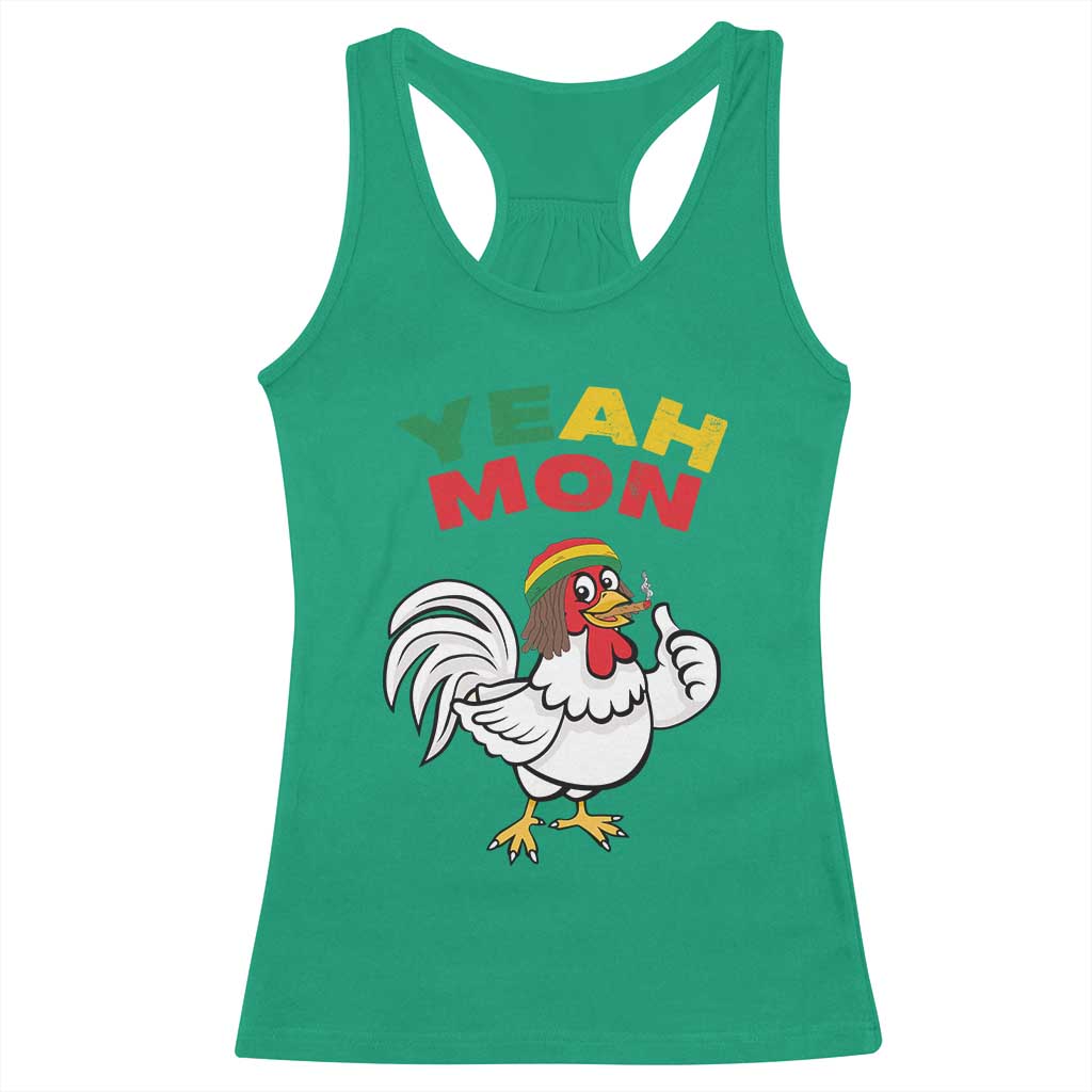 Jamaica Chicken Racerback Tank Top Yeah Mon Jamaican Rastacap TS11 Irish Green Print Your Wear
