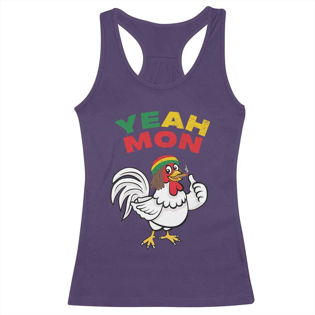Jamaica Chicken Racerback Tank Top Yeah Mon Jamaican Rastacap TS11 Purple Print Your Wear