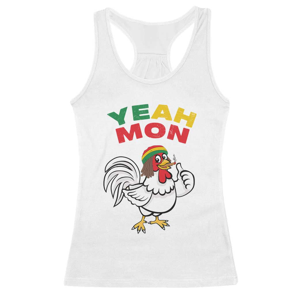 Jamaica Chicken Racerback Tank Top Yeah Mon Jamaican Rastacap TS11 White Print Your Wear