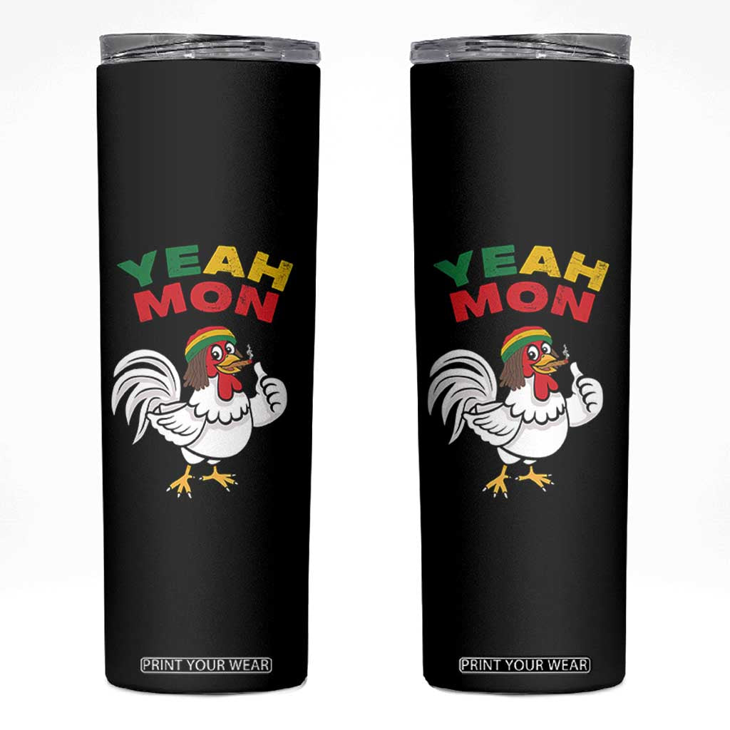 Jamaica Chicken Skinny Tumbler Yeah Mon Jamaican Rastacap TS11 Black Print Your Wear
